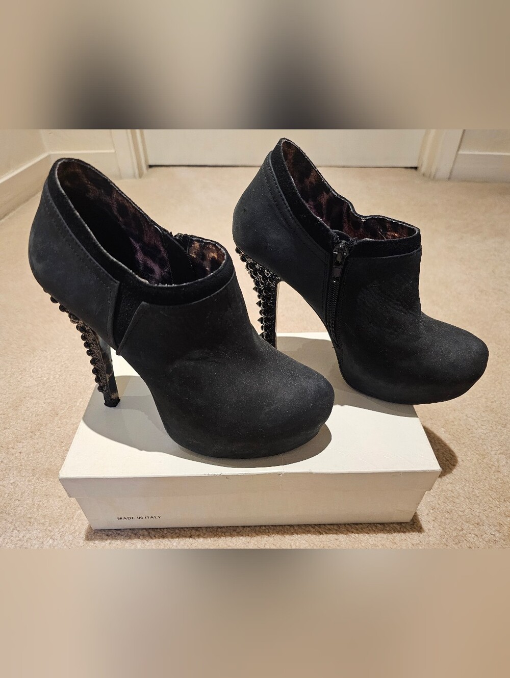 Betsey JOHNSON couture Platform Booties Black Suede Size 7